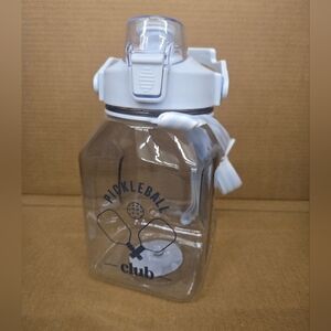 Clear Pickleball Club Wellness Water Bottle with Flip Top Lid Target Bullseye